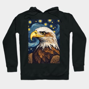 Adorable Eagle Animal Painting in a Van Gogh Starry Night Art Style Hoodie